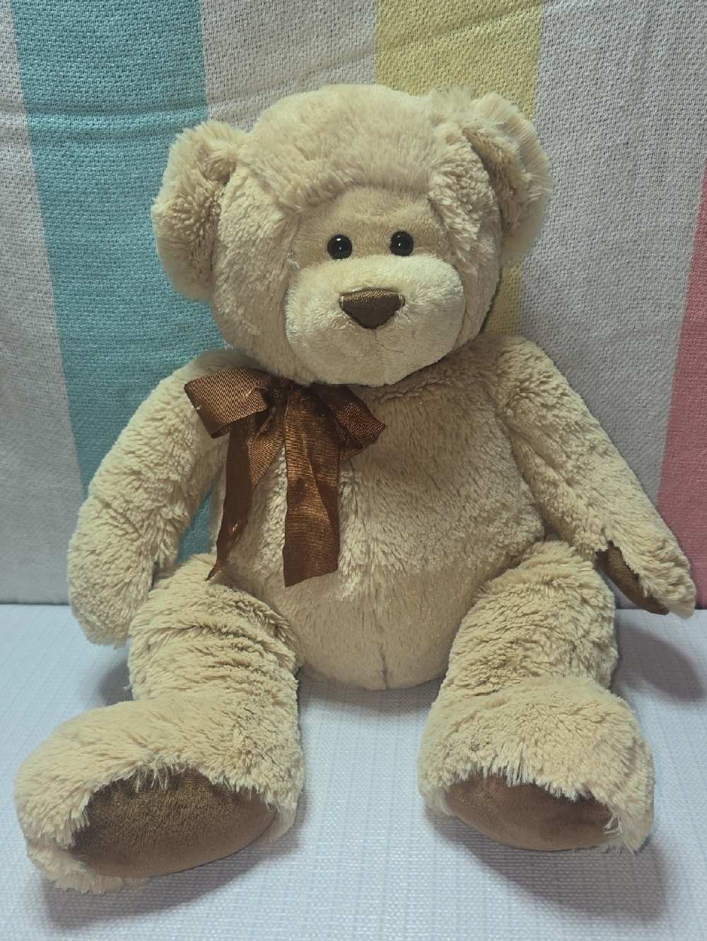 Gund Winslow Plush Almomd Teddy Bear with Brown Bow - Kids Toy